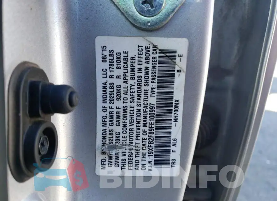 19XFB2F89FE100997 Photo# 13