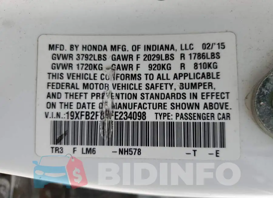 19XFB2F89FE234098 Photo# 12
