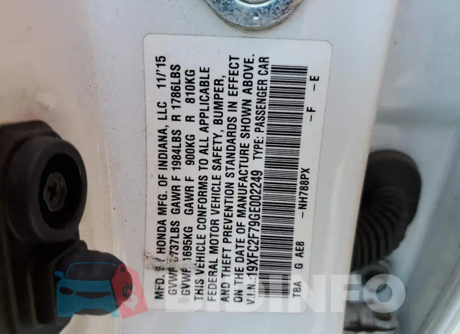 19XFC2F79GE002249 Photo# 12