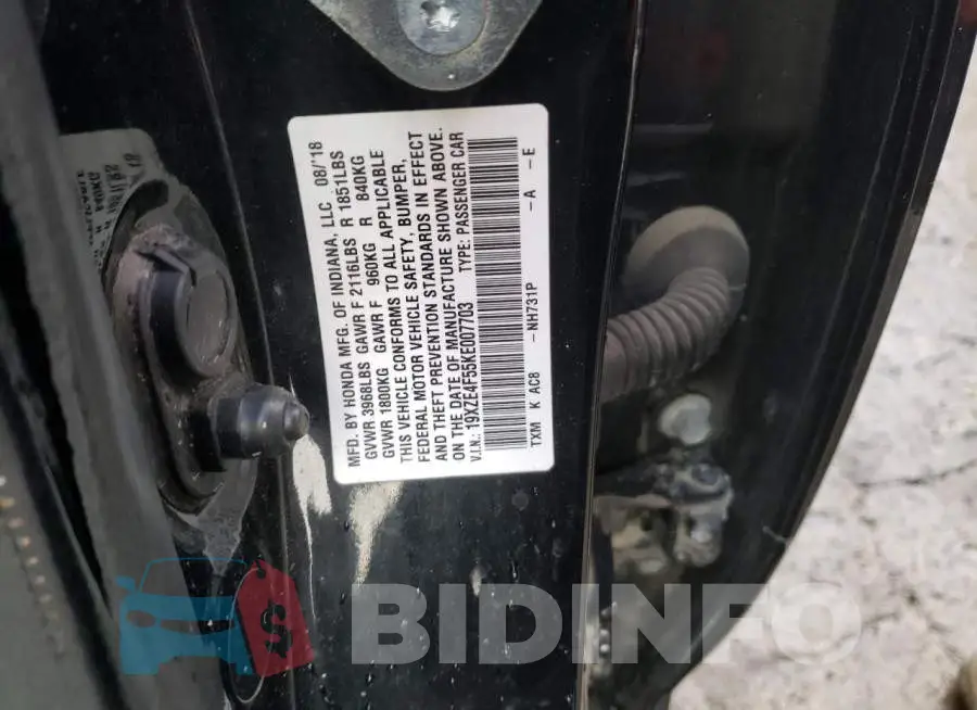 19XZE4F55KE007703 Photo# 12