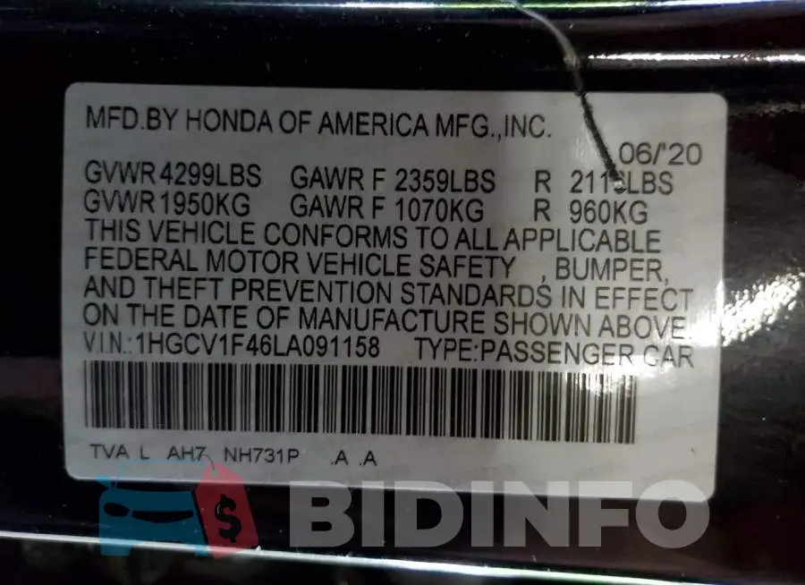 1HGCV1F46LA091158 Photo# 12