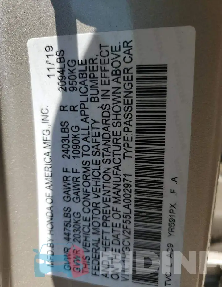 1HGCV2F55LA002971 Photo# 13