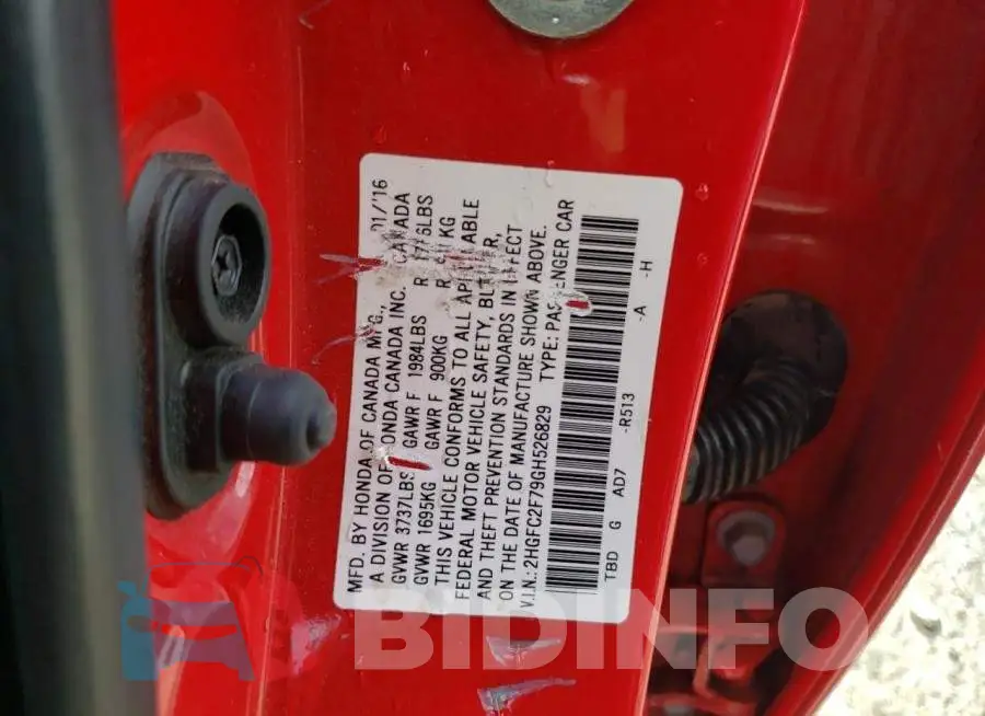2HGFC2F79GH526829 Photo# 13