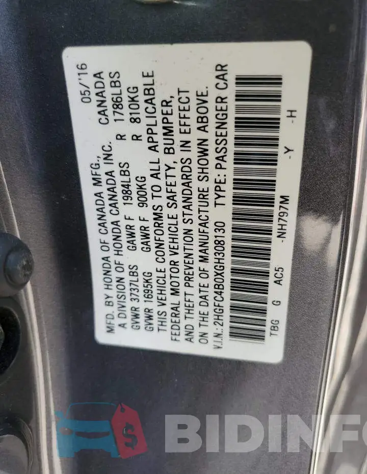2HGFC4B0XGH308130 Photo# 12