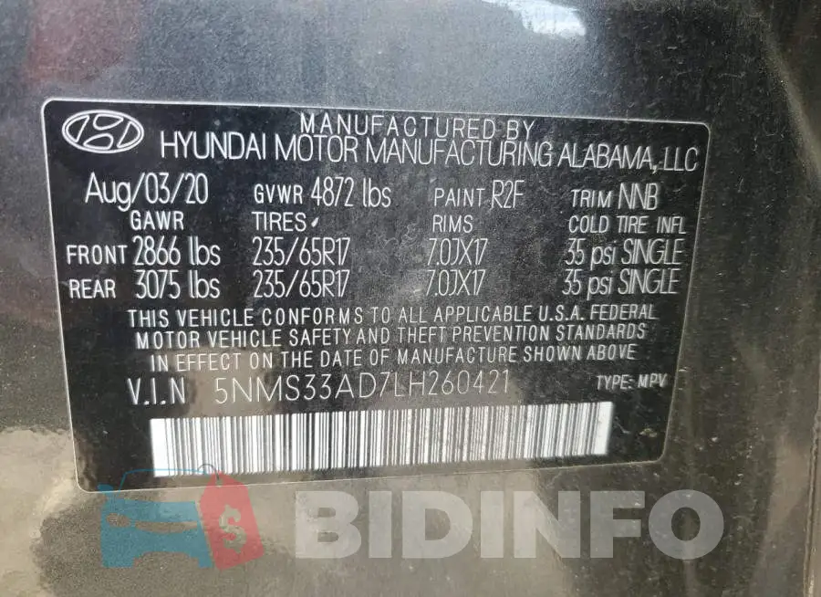 5NMS33AD7LH260421 Photo# 13