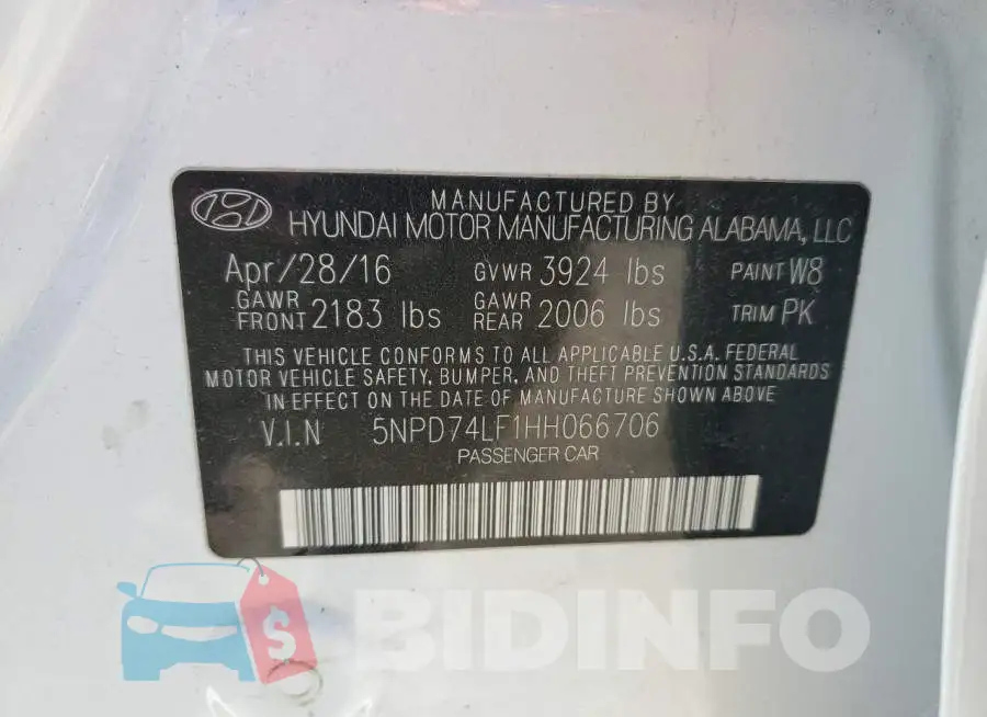 5NPD74LF1HH066706 Photo# 12