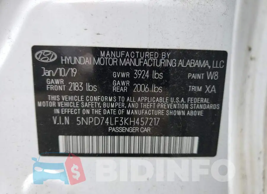 5NPD74LF3KH457217 Photo# 12