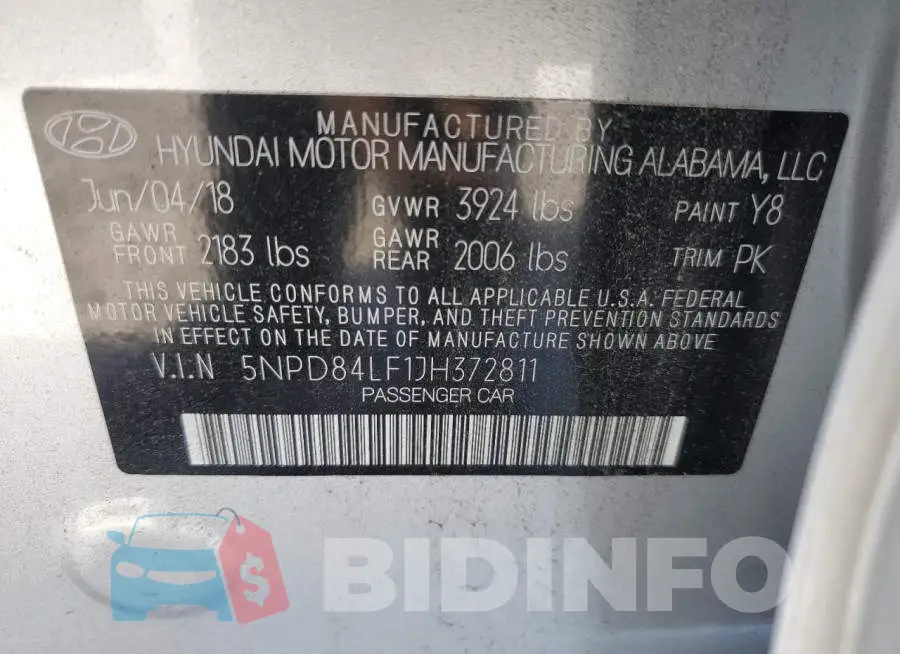 5NPD84LF1JH372811 Photo# 13