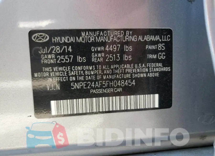 5NPE24AF5FH048454 Photo# 12