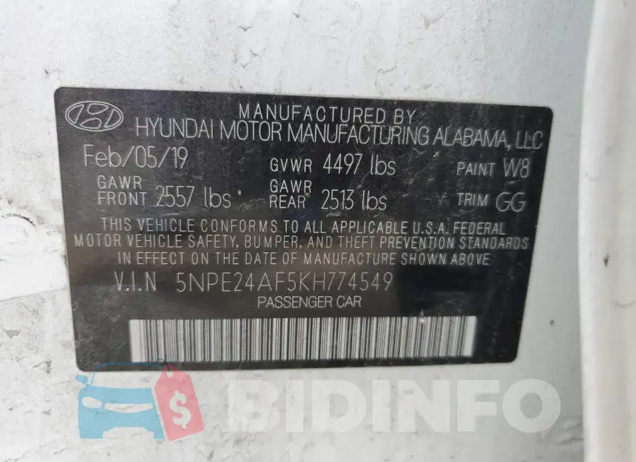 5NPE24AF5KH774549 Photo# 12