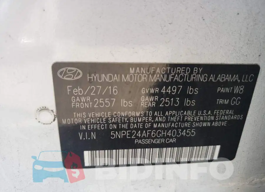 5NPE24AF6GH403455 Photo# 12