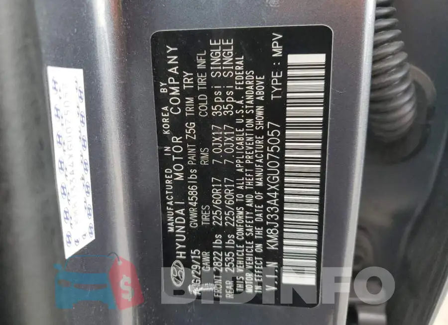 KM8J33A4XGU075057 Photo# 13