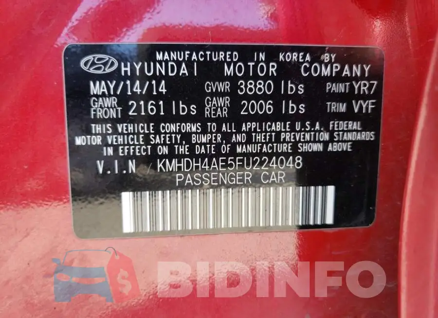 KMHDH4AE5FU224048 Photo# 13