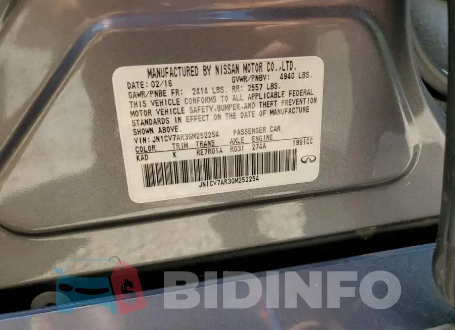 JN1CV7AR3GM252254 Photo# 12