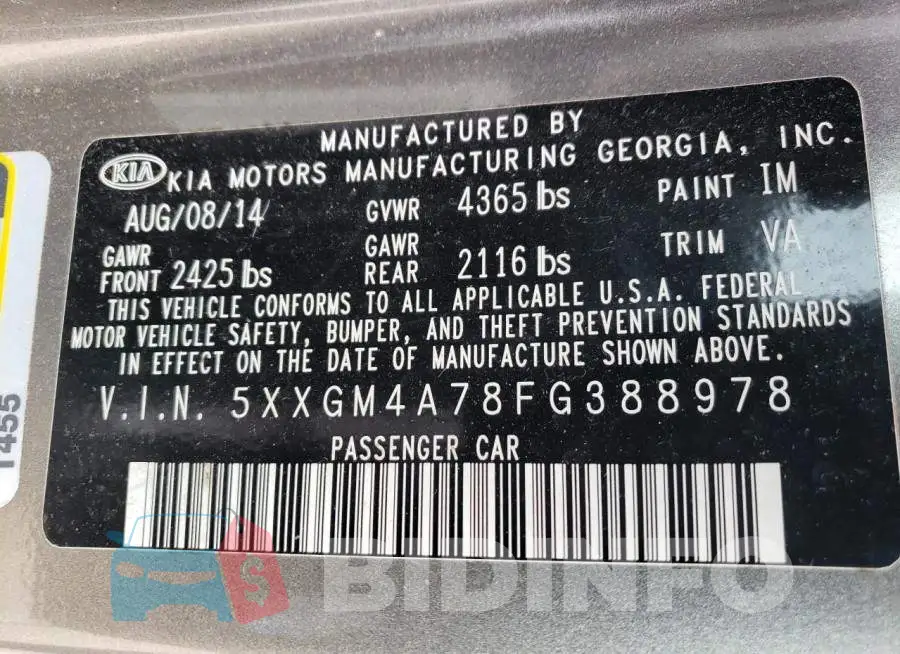 5XXGM4A78FG388978 Photo# 13