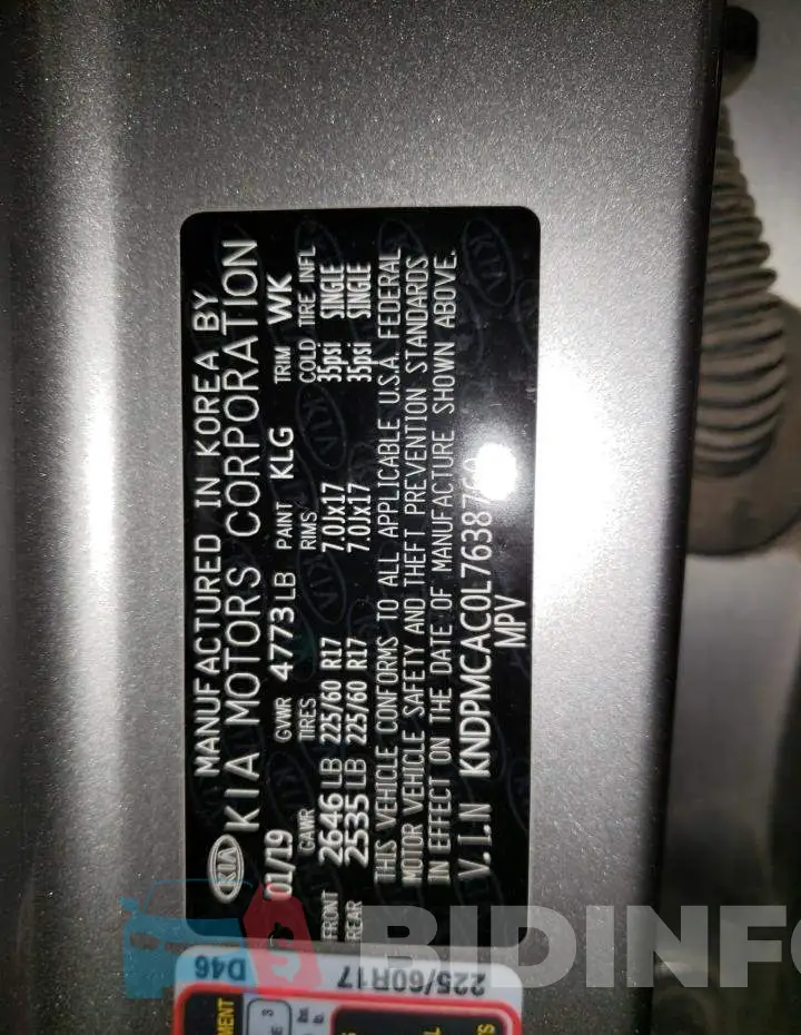 KNDPMCAC0L7638760 Photo# 14