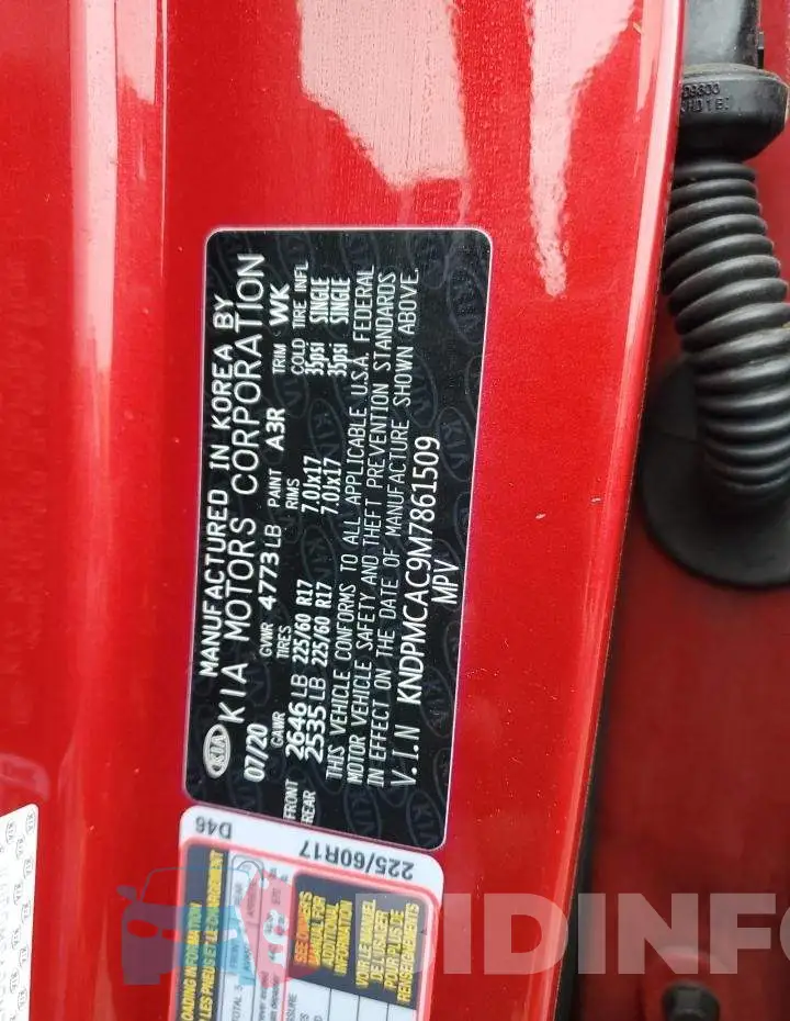 KNDPMCAC9M7861509 Photo# 14