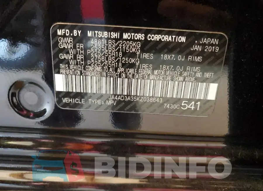 JA4AD3A35KZ038643 Photo# 12