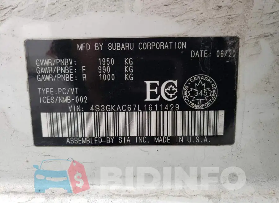 4S3GKAC67L1611429 Photo# 12