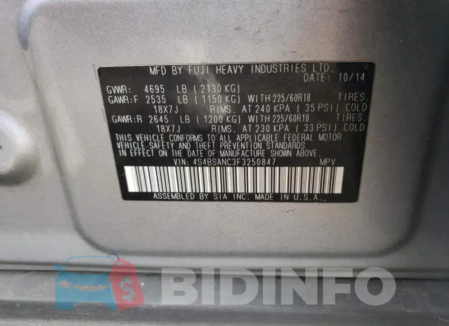 4S4BSANC3F3250847 Photo# 12