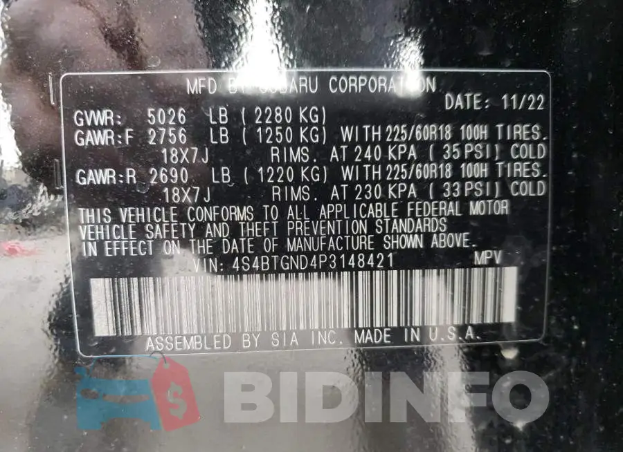4S4BTGND4P3148421 Photo# 14