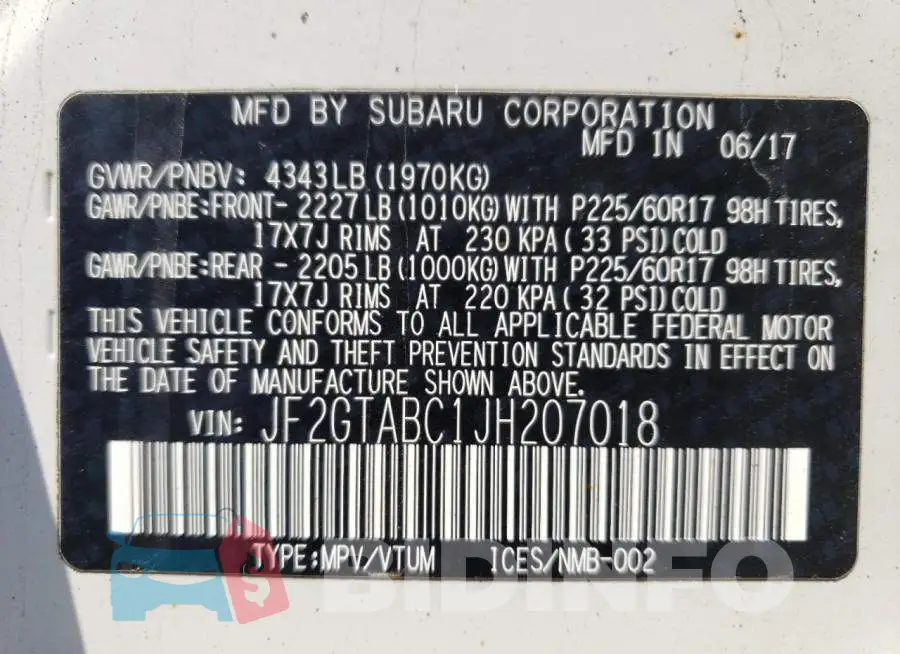 JF2GTABC1JH207018 Photo# 13