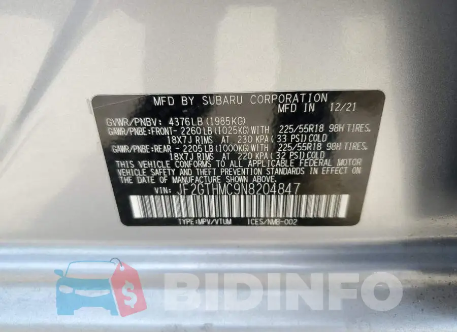 JF2GTHMC9N8204847 Photo# 12