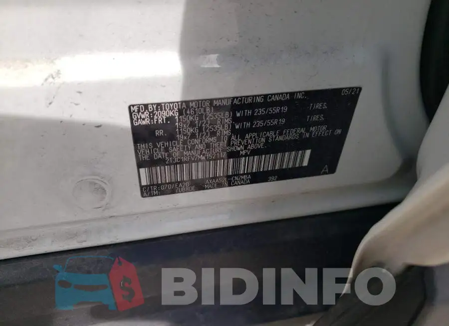 2T3C1RFV7MW152117 Photo# 13