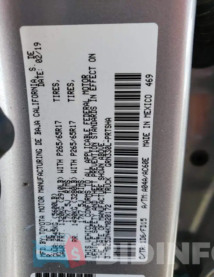 3TMBZ5DN4KM020172 Photo# 13