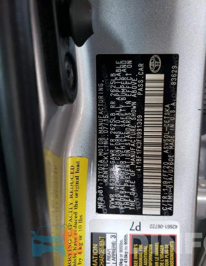4T1BF1FK3FU991309 Photo# 13