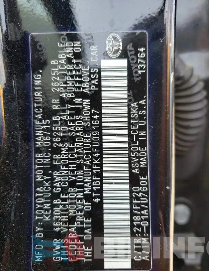 4T1BF1FK4FU091647 Photo# 12