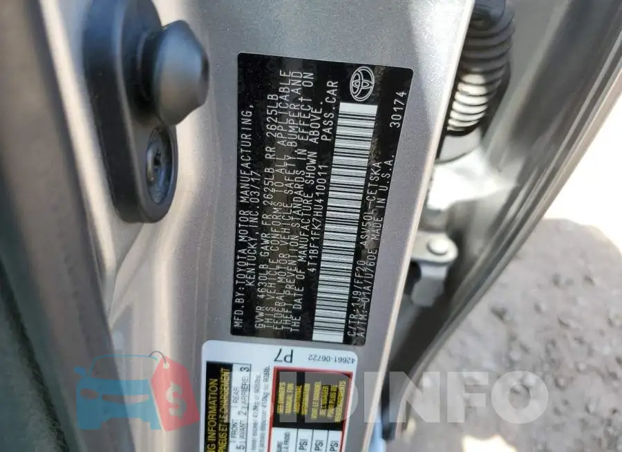 4T1BF1FK7HU410011 Photo# 12