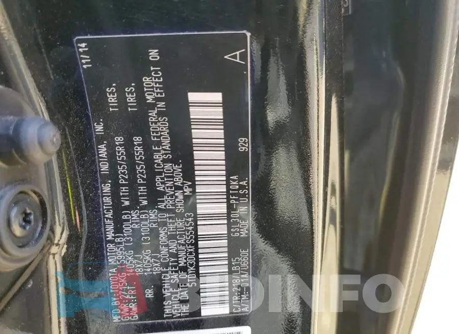 5TDYK3DCXFS554543 Photo# 14
