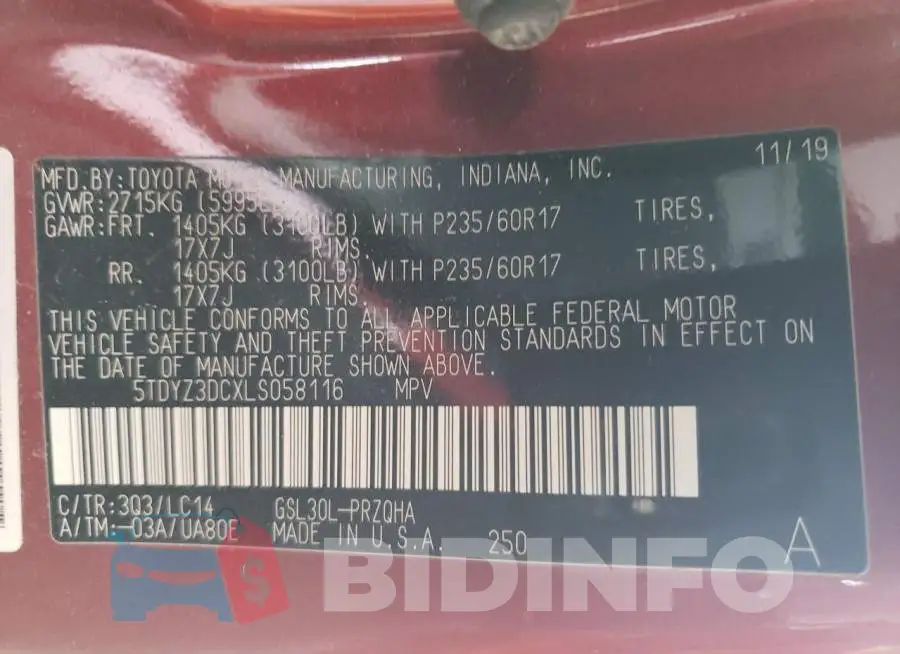 5TDYZ3DCXLS058116 Photo# 13