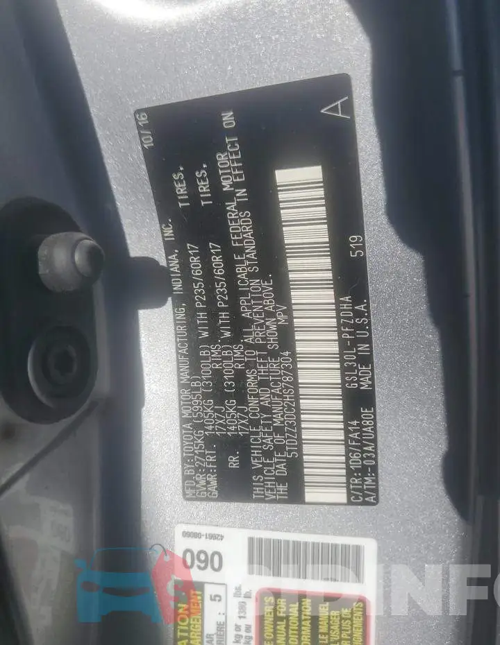 5TDZZ3DC2HS787304 Photo# 10