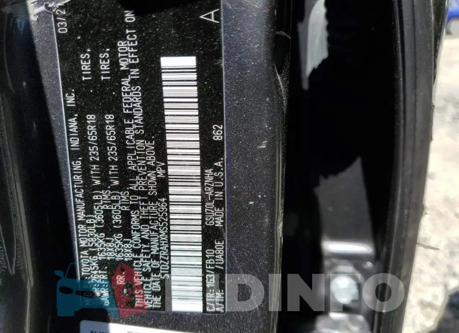 5TDZZRAHXMS525964 Photo# 13