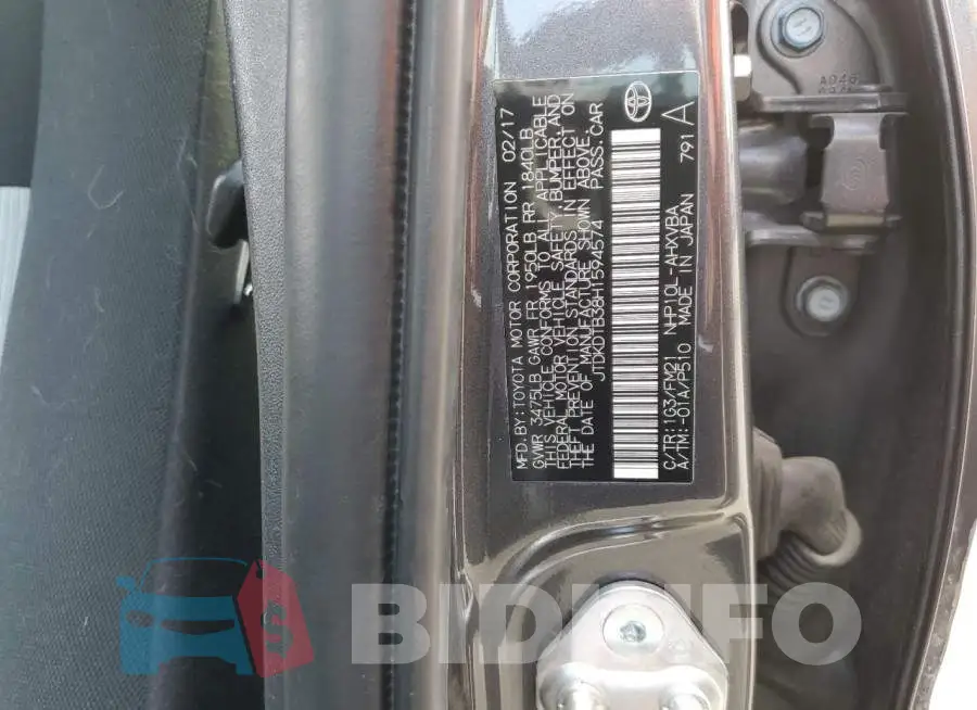 JTDKDTB38H1594574 Photo# 13
