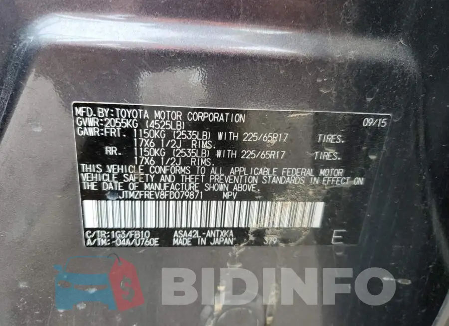 JTMZFREV8FD079871 Photo# 13