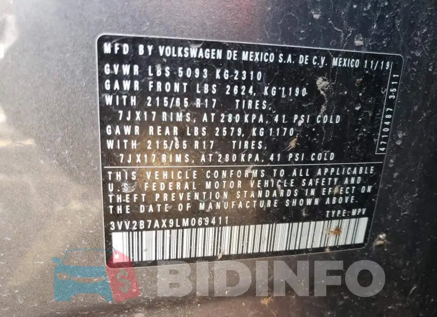 3VV2B7AX9LM069411 Photo# 12