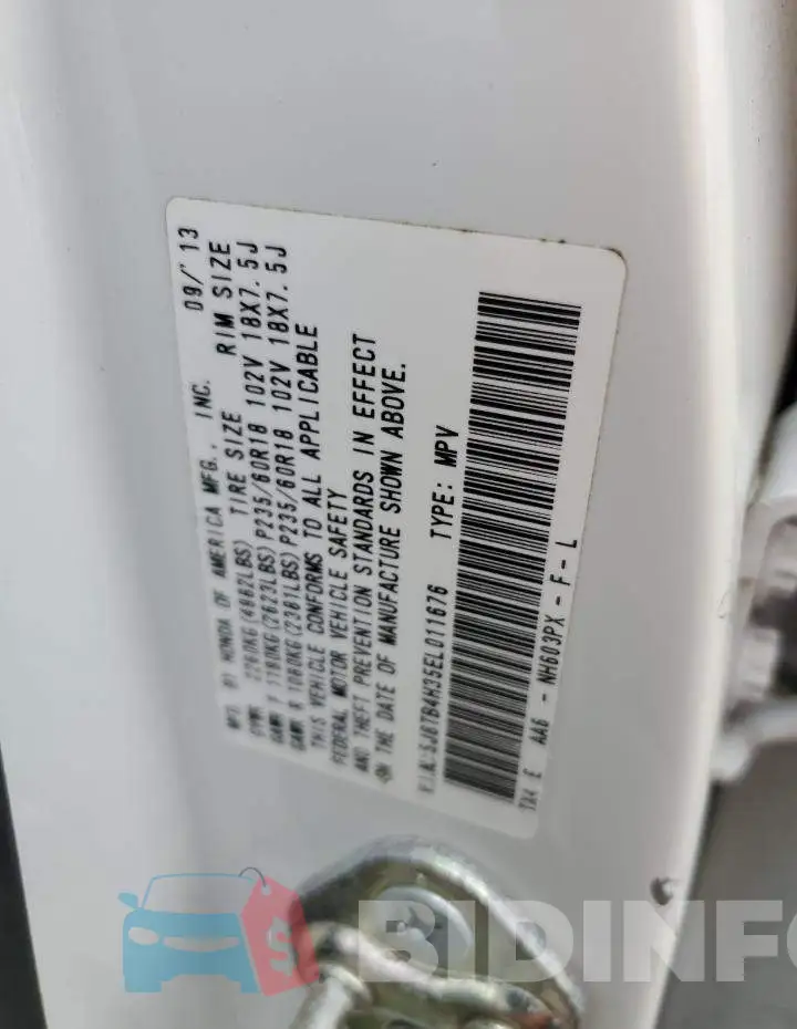 5J8TB4H35EL011676 Photo# 14