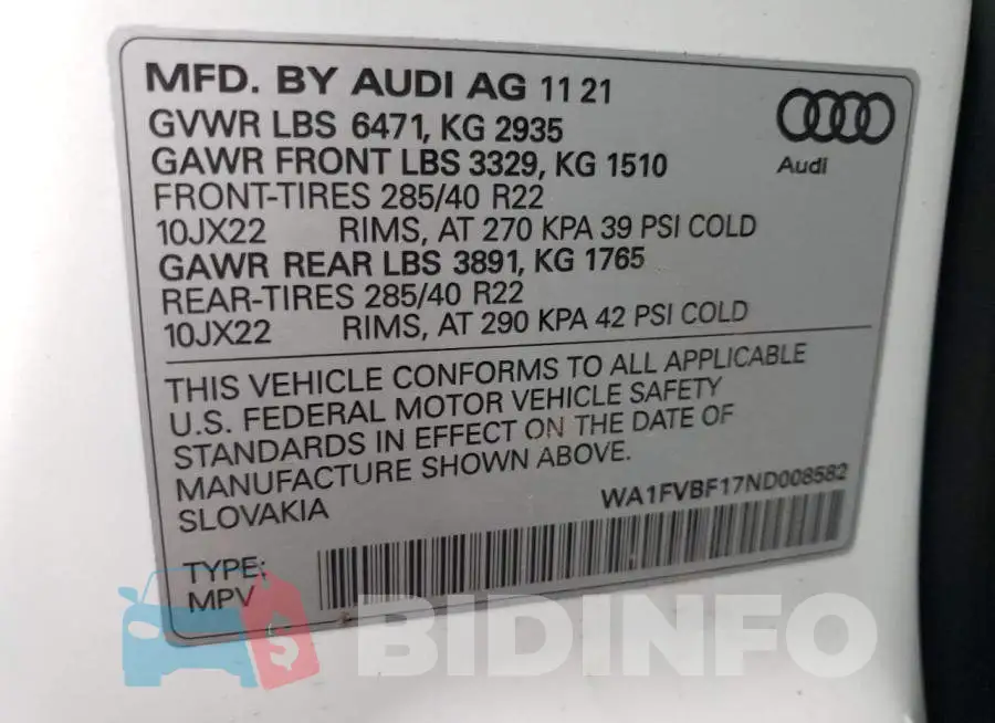 WA1FVBF17ND008582 Photo# 12