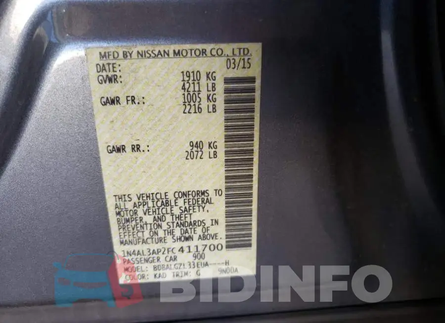 1N4AL3AP2FC411700 Photo# 12