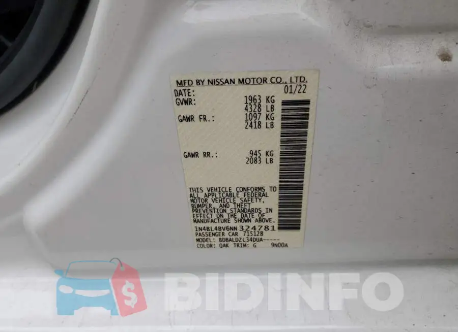 1N4BL4BV6NN324781 Photo# 12
