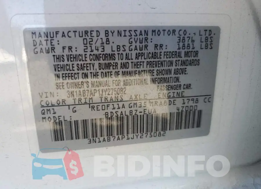 3N1AB7AP1JY275082 Photo# 12