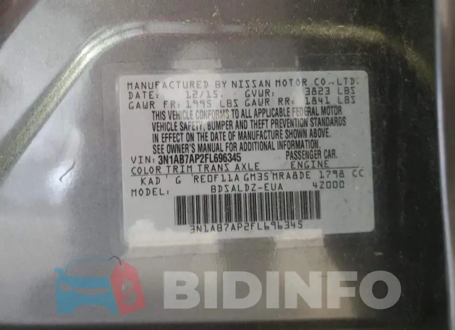 3N1AB7AP2FL696345 Photo# 12