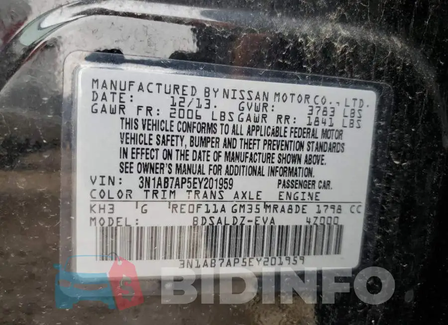 3N1AB7AP5EY201959 Photo# 12
