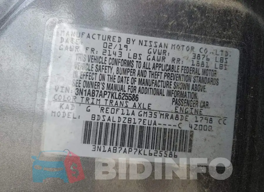 3N1AB7AP7KL625586 Photo# 12