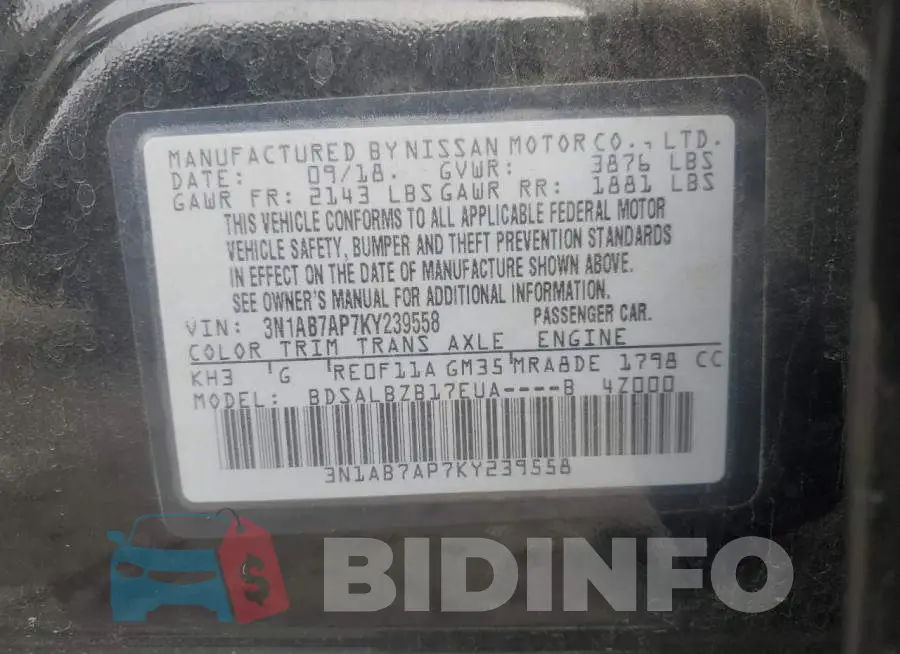 3N1AB7AP7KY239558 Photo# 13