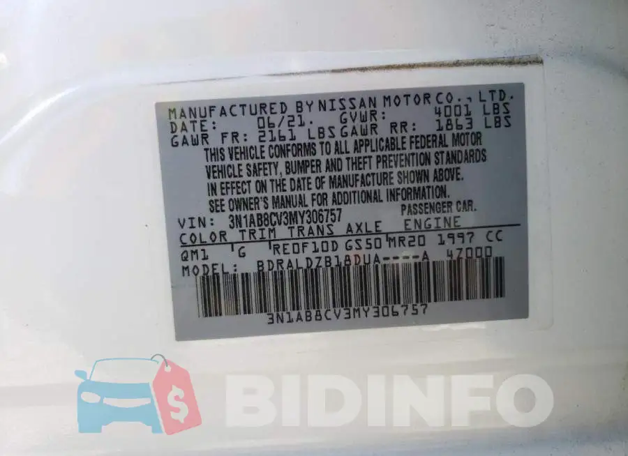 3N1AB8CV3MY306757 Photo# 12