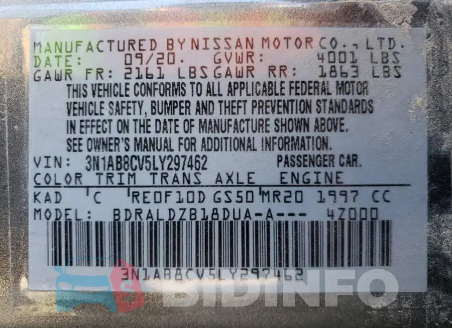 3N1AB8CV5LY297462 Photo# 12